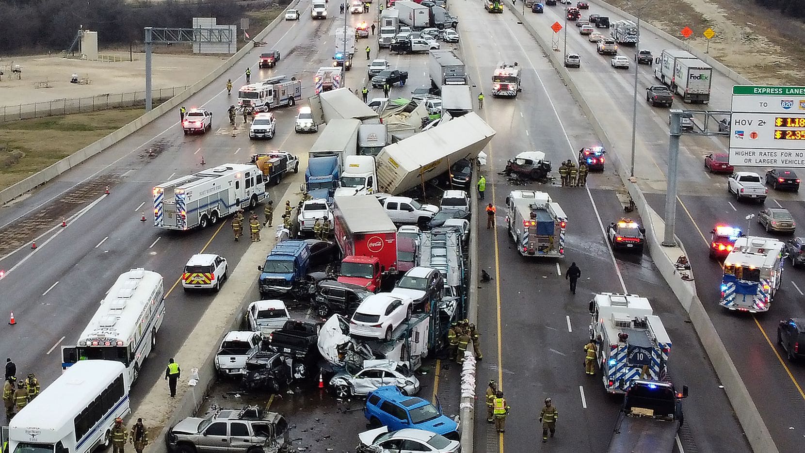At Least Five Dead in 100Vehicle Pileup in Fort Worth