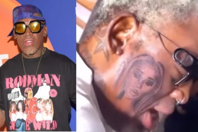 Dennis Rodman Shocks Fans as He Gets Huge Portrait Tattoo of His Girlfriend’s Face Inked on His Cheek