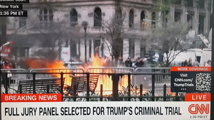 Say What Now? Man Sets Self On Fire Outside Trump NYC Trial In Moment Captured In Real Time On CNN
