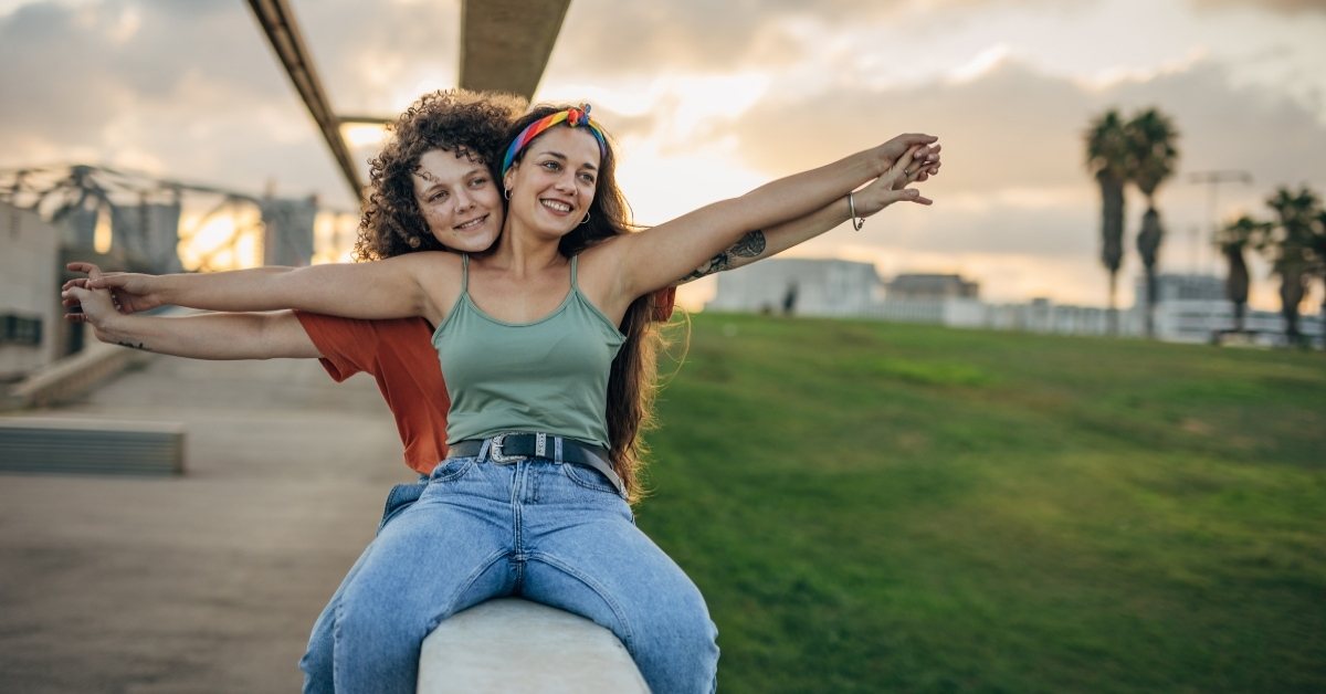 Lesbian couple enjoying travel