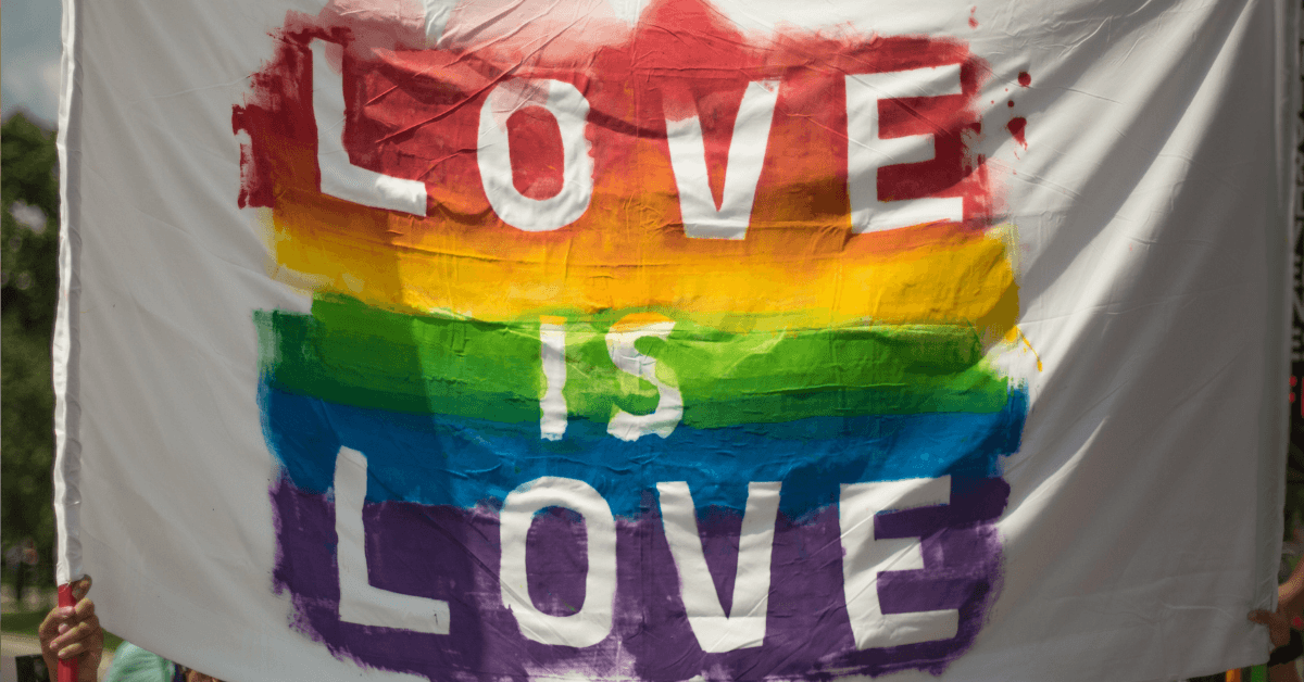 White and Multicolored Love Is Love Banner