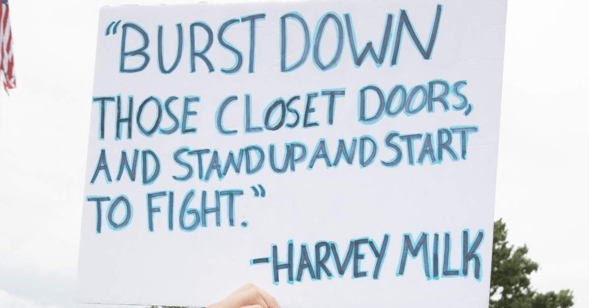 Harvey Milk protester sign