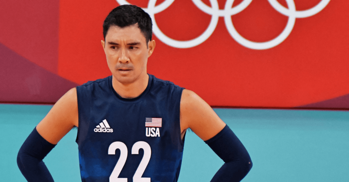 USA's Erik Shoji reacts in the preliminary round during the Tokyo Olympics Men's Volleyball at Ariake Arena