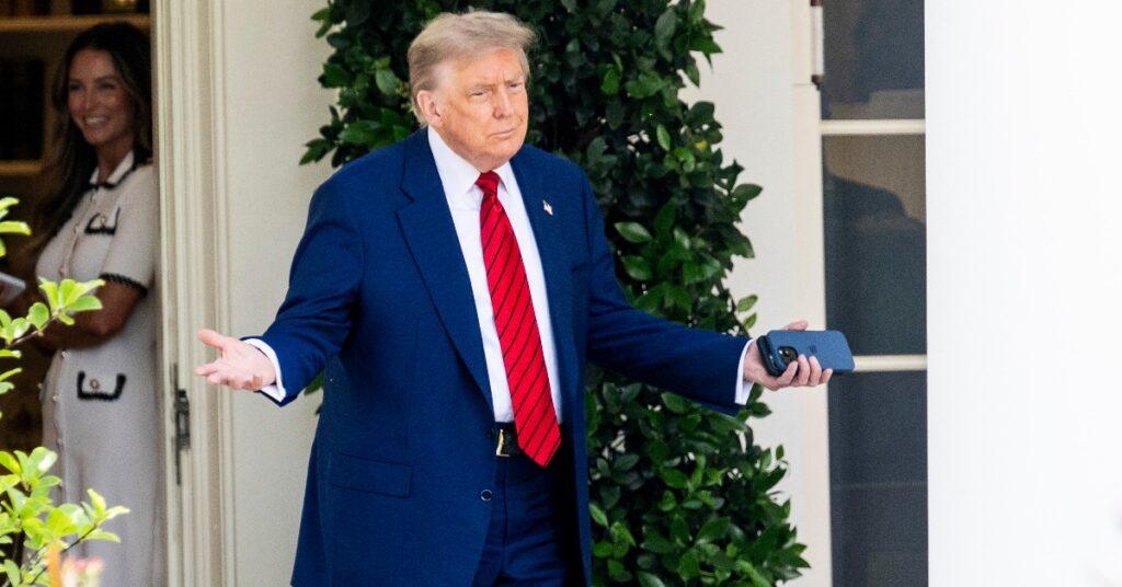 Donald Trump photographed outside the White House