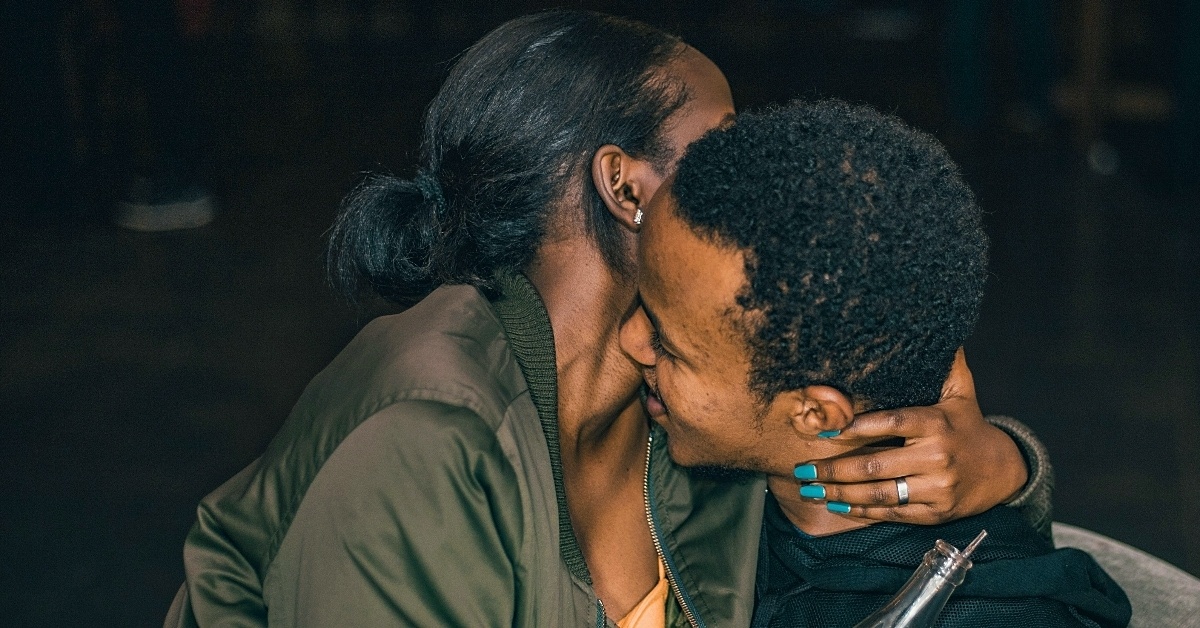 Black couple cuddled up