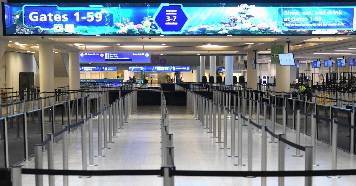 Aisles in an airport for respective gates