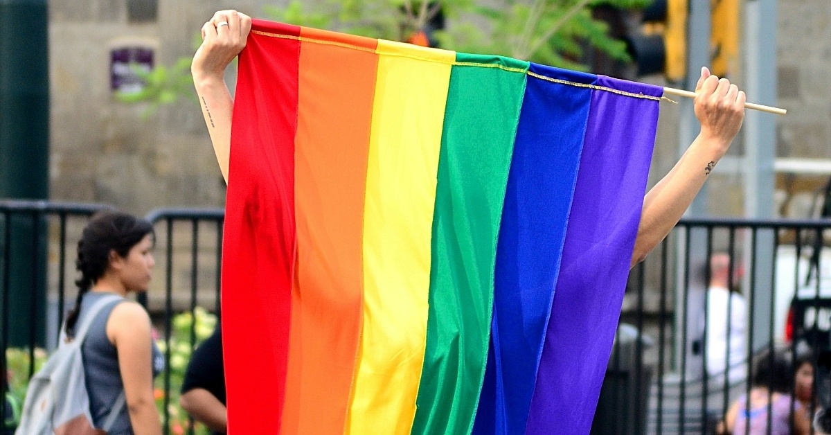 Pride flag being waved