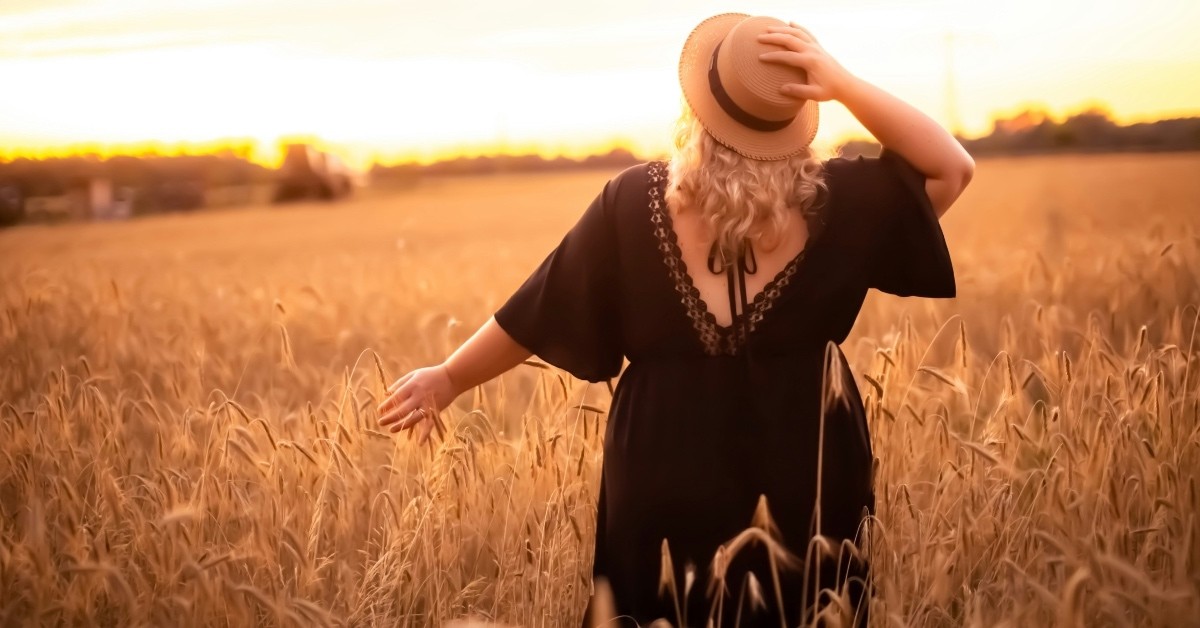 woman in a wheat field