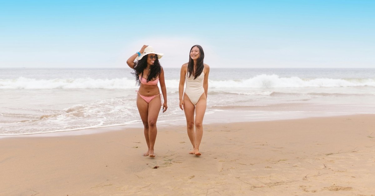 friends walking on the beach