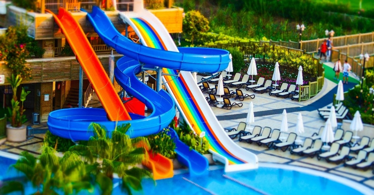 water slides at beach resort