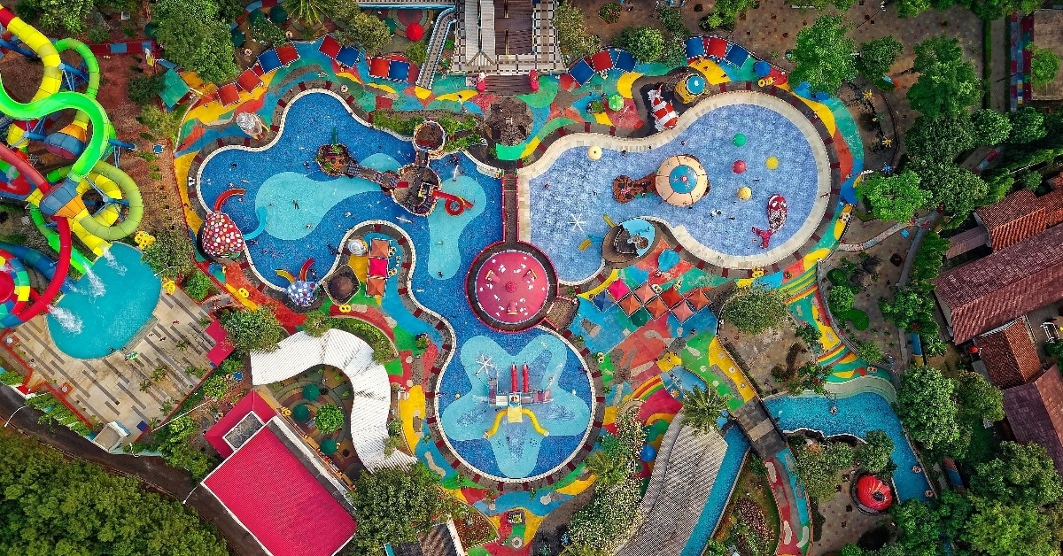 Sky view of water park