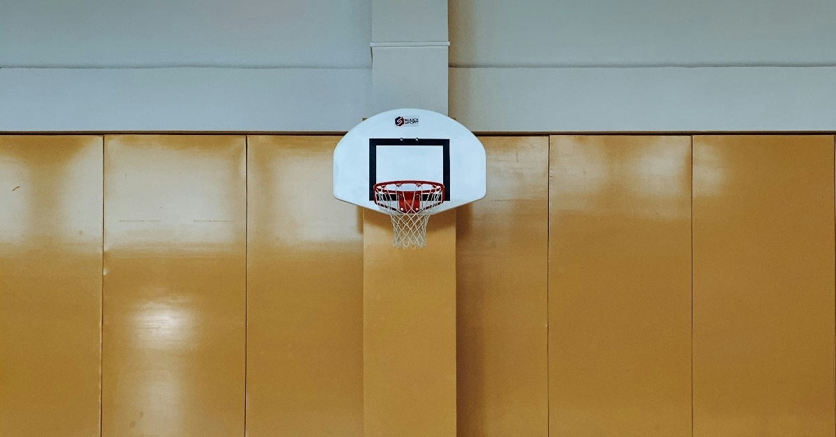 Basketball court in gym