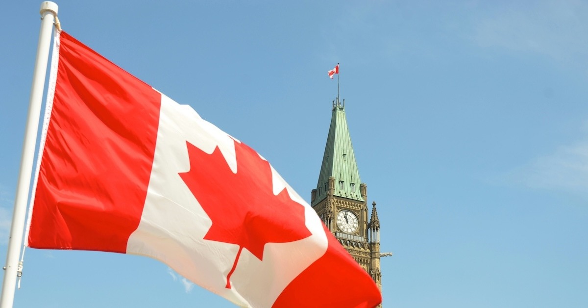 A Canadian flag. 