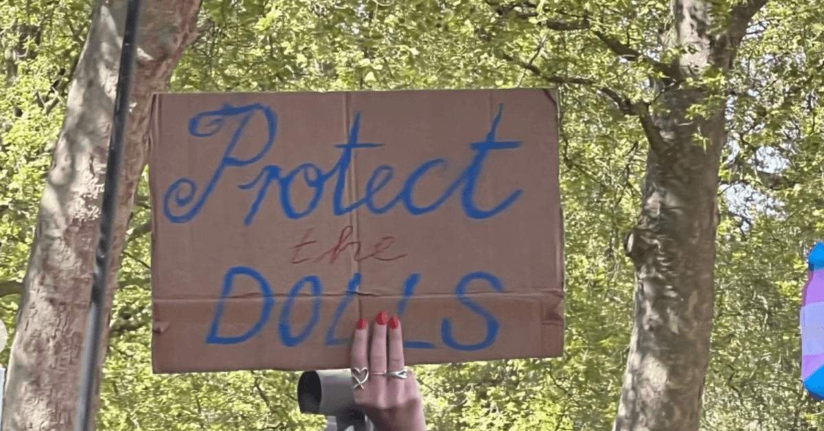 Protect the Dolls protest sign