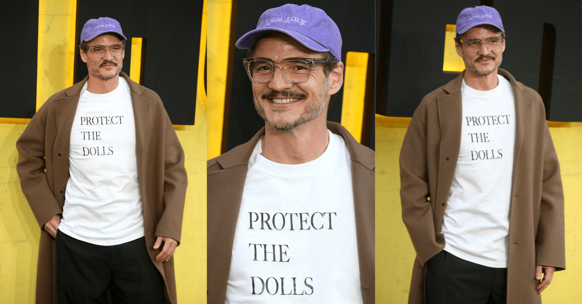 Pedro Pascal in "Protect the Dolls" t-shirt