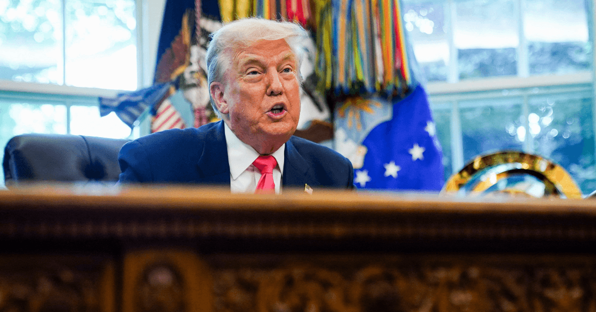 US President Donald Trump speaks in the Oval Office at the White House