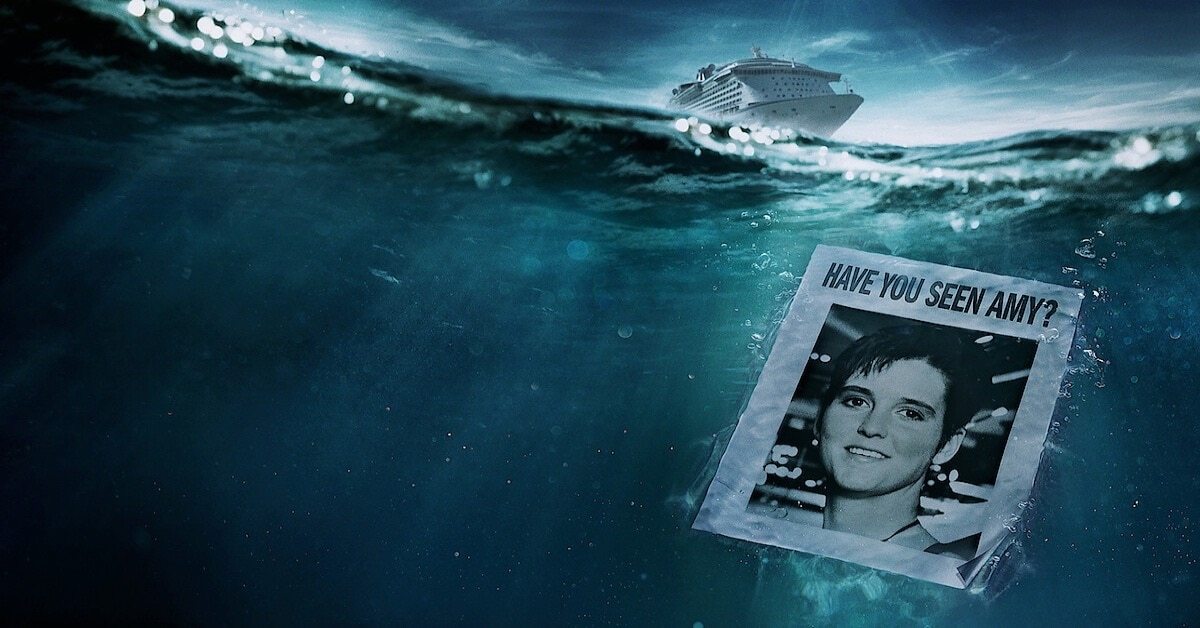 A photo of the Amy Bradley missing poster in a body of water