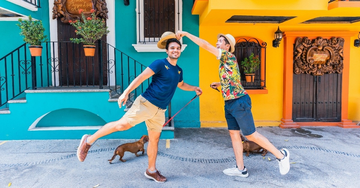 Couple on travel group adventure