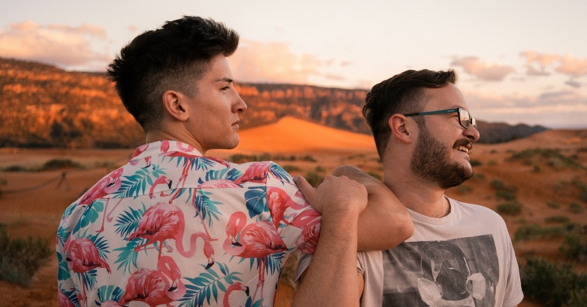 gay couple on vacation