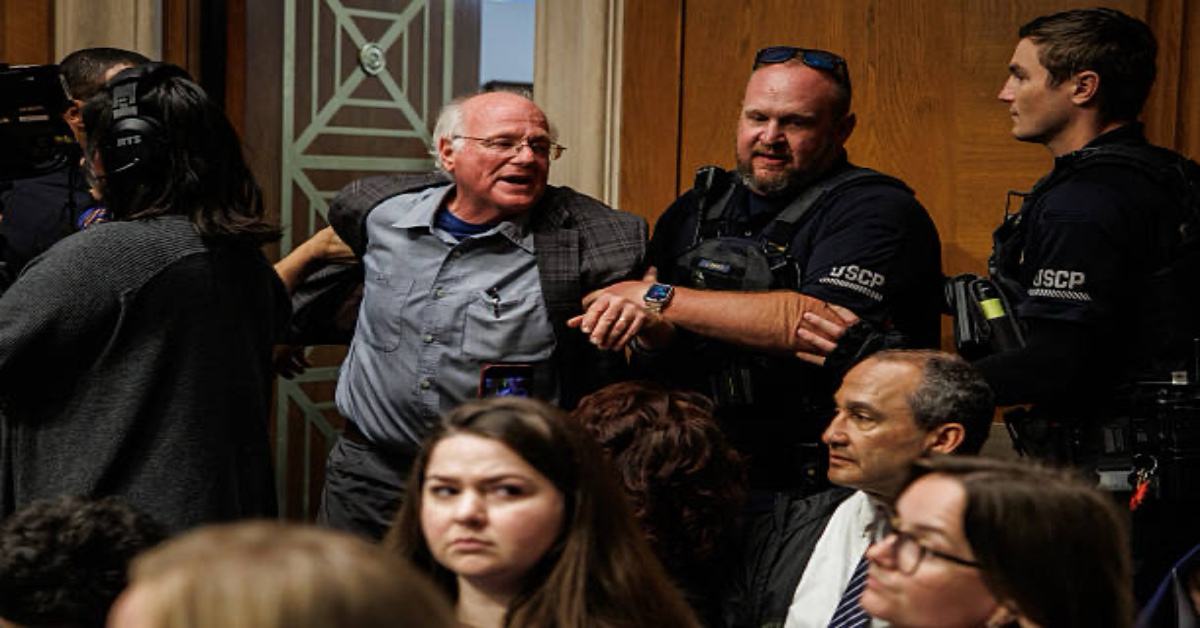 MAY 14: Ben Cohen, co-founder of Ben and Jerry's, is detained by U.S. Capitol Police for disrupting proceedings during a hearing with U.S. Secretary of Health and Human Services Robert F. Kennedy Jr. before the Senate Committee on Health, Education, Labor, and Pensions on Capitol Hill on May 14, 2025 in Washington, DC. Kennedy is testifying before the Senate Committee on the Department of Health and Human Services' proposed 2026 fiscal year budget.