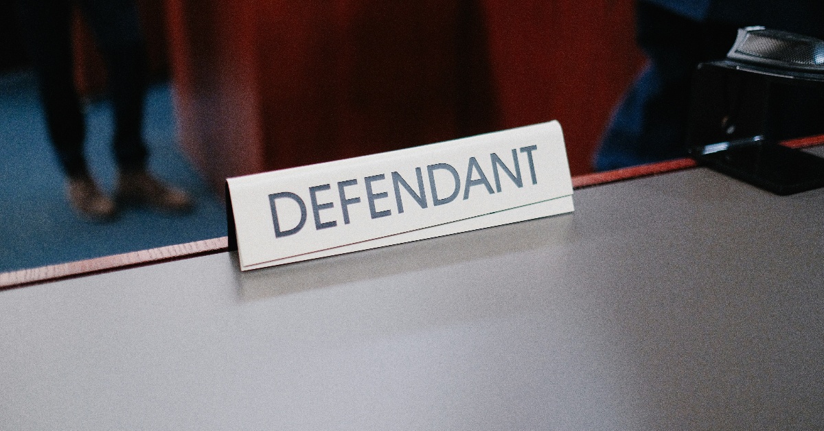 Photo of defendant card inside courtroom