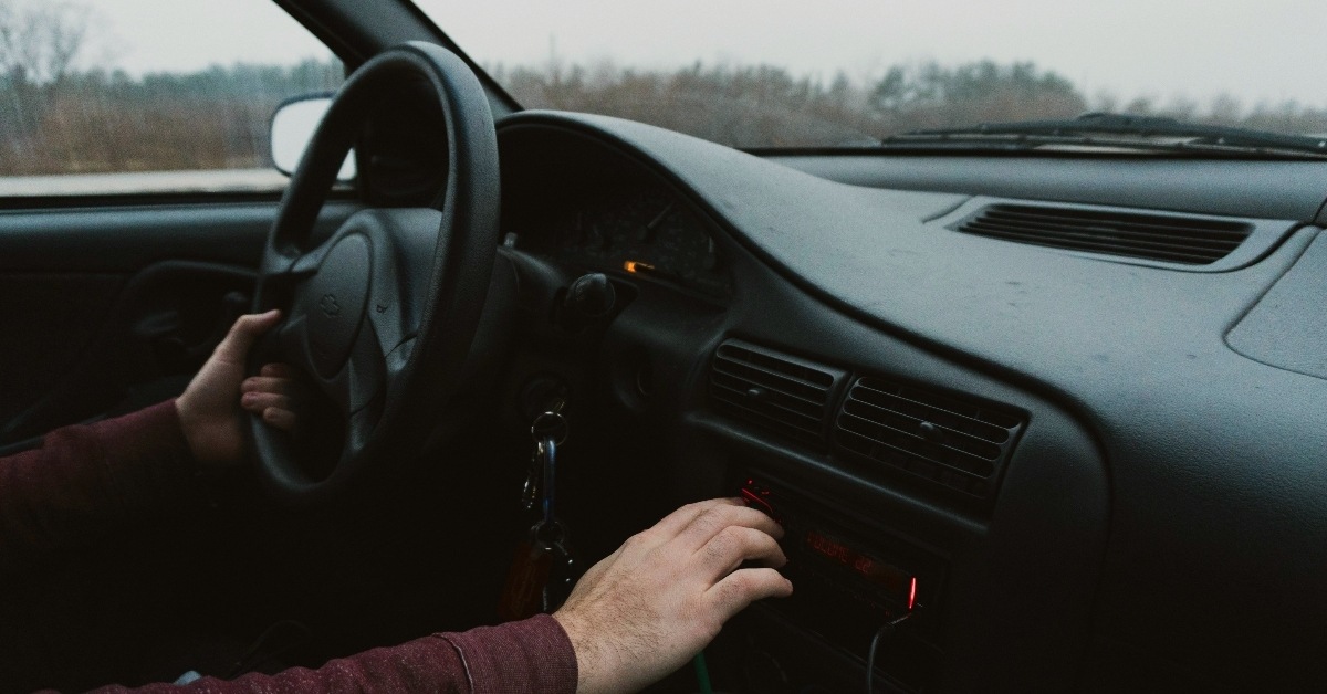 Stock image of a person driving a car
