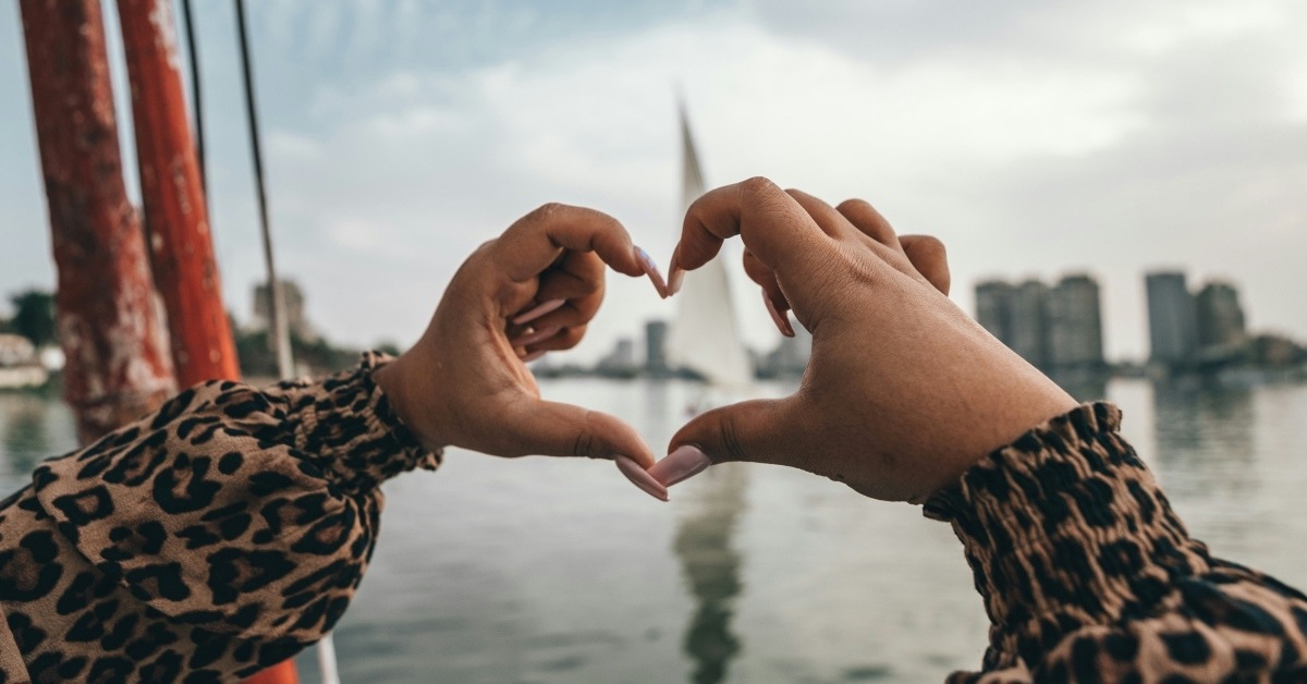 heart shape in front of skyline