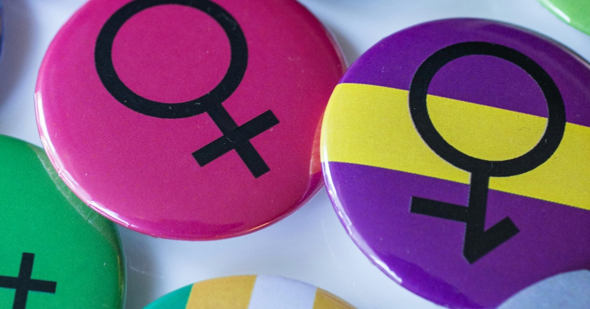 Intersex pins and other gender buttons with gender symbols