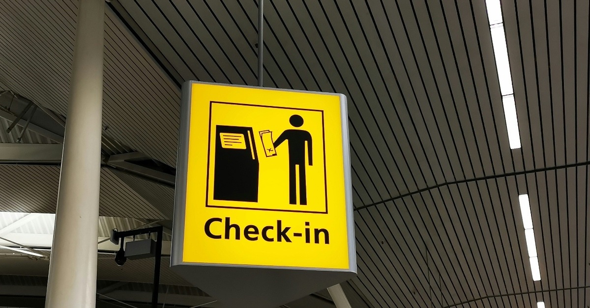 Airport check-in sign