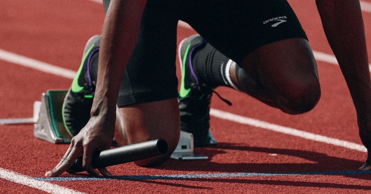 Athlete running track