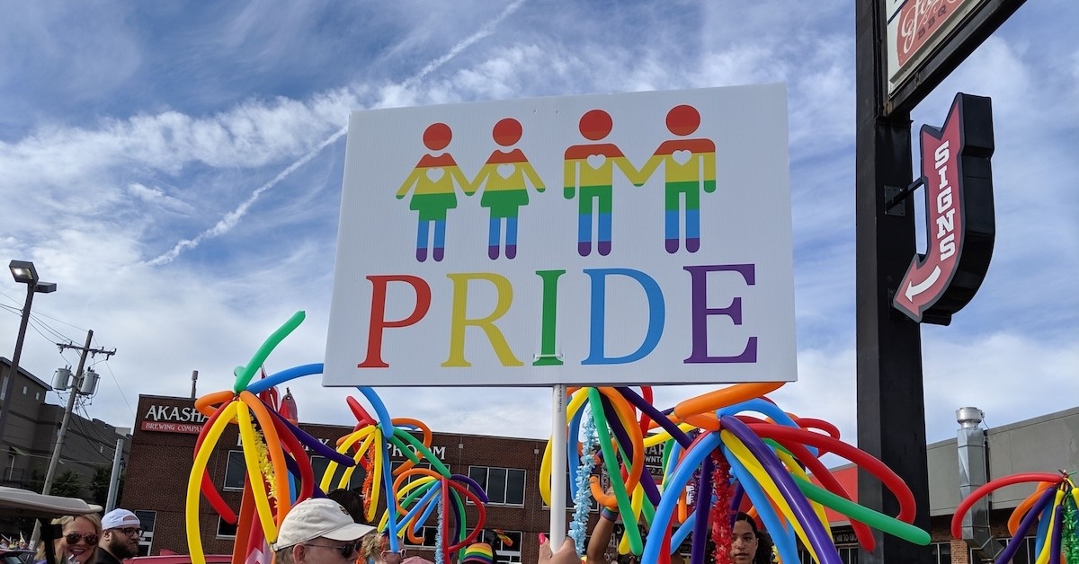 Pride month sign.